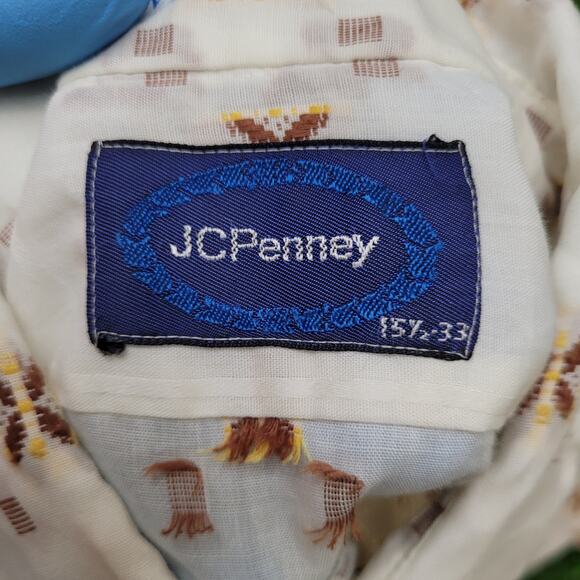 Vintage 70s JCPenney Dagger Collar Button Shirt Medium 15.5 33 Made In USA - Picture 14 of 14
